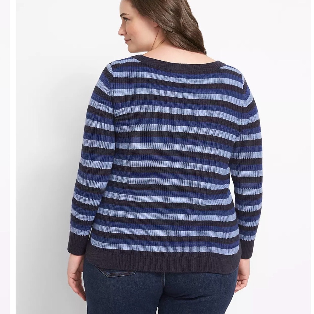 Striped Navy and Periwinkle Knit Sweater - Women's 22/24 - Picture 5 of 8